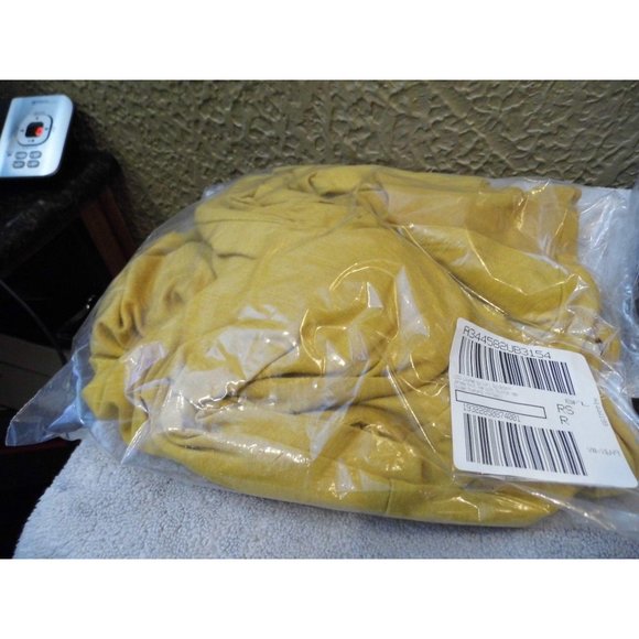 LOGO Lounge Jersey Knit Top w/Chiffon Hem Golden Mustard Size XX Small - Picture 2 of 3